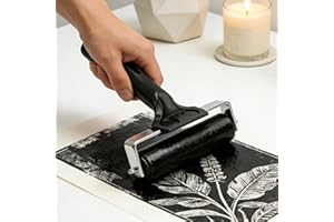 Printmaking Roller Professional Hard Black Rubber Brayer Tool Artists Print Press Block Printing Inking Craft Painting, Large