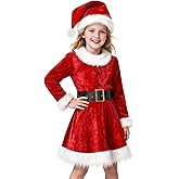 Gomukot Direct Girls Mrs. Santa Claus Costume Girls Christmas Dress for Kids Xmas Cosplay Party