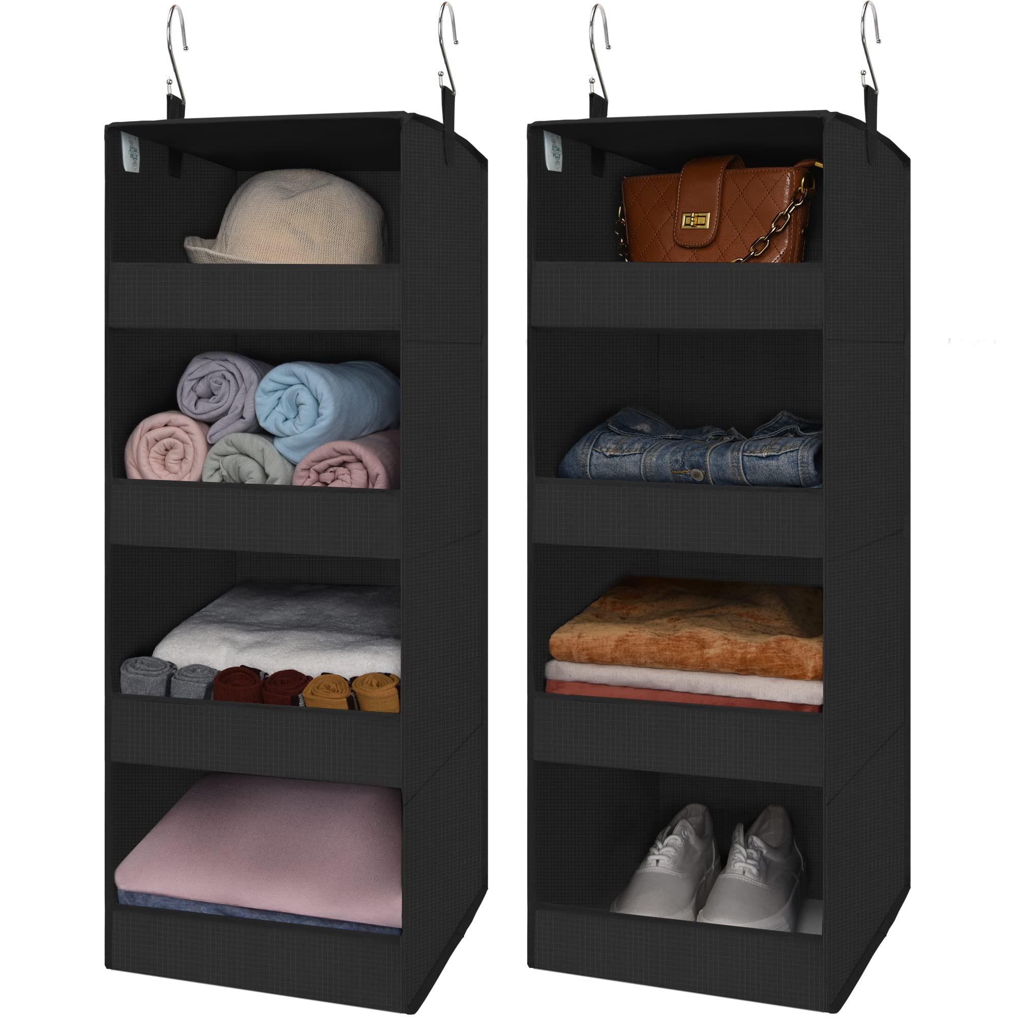 Photo 1 of GRANNY SAYS 4-Shelf Hanging Organizer, Closet Hanging Shelves, Closet Hanging Storage Organizers, Organization for Bedroom, Living Room, Baby Nursery, Camper Accessories, Black, 2-Pack