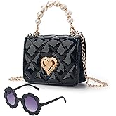 LJCTULY Baby Purse for Toddlers, Kids Heart Lock Purses with Glasses, Girls Purses for Kids 1-10, Toddler Bag Gift