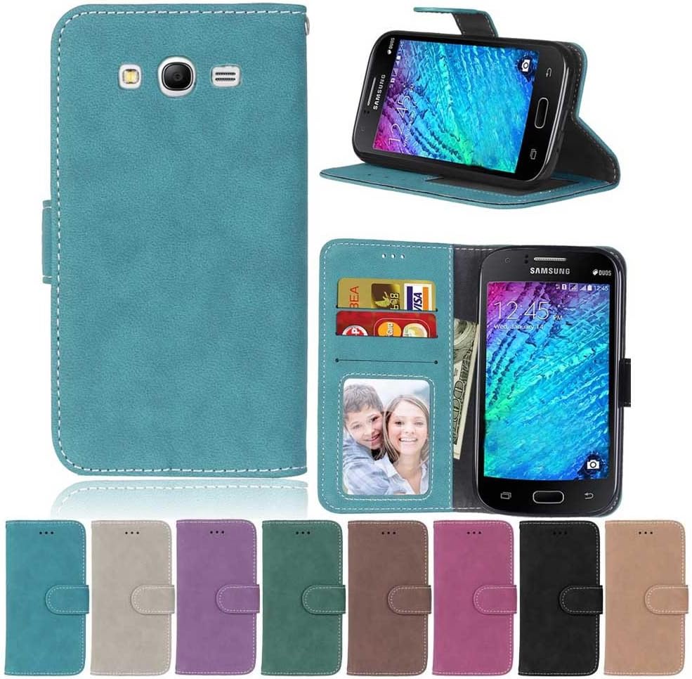 XYX Galaxy I9060 I9082 I9080 Case,[Blue][Scrub Series] PU Leather Flip Folio Kickstand Wallet Case with Card Slots for Samsung Galaxy Grand Neo Plus Lite I9060