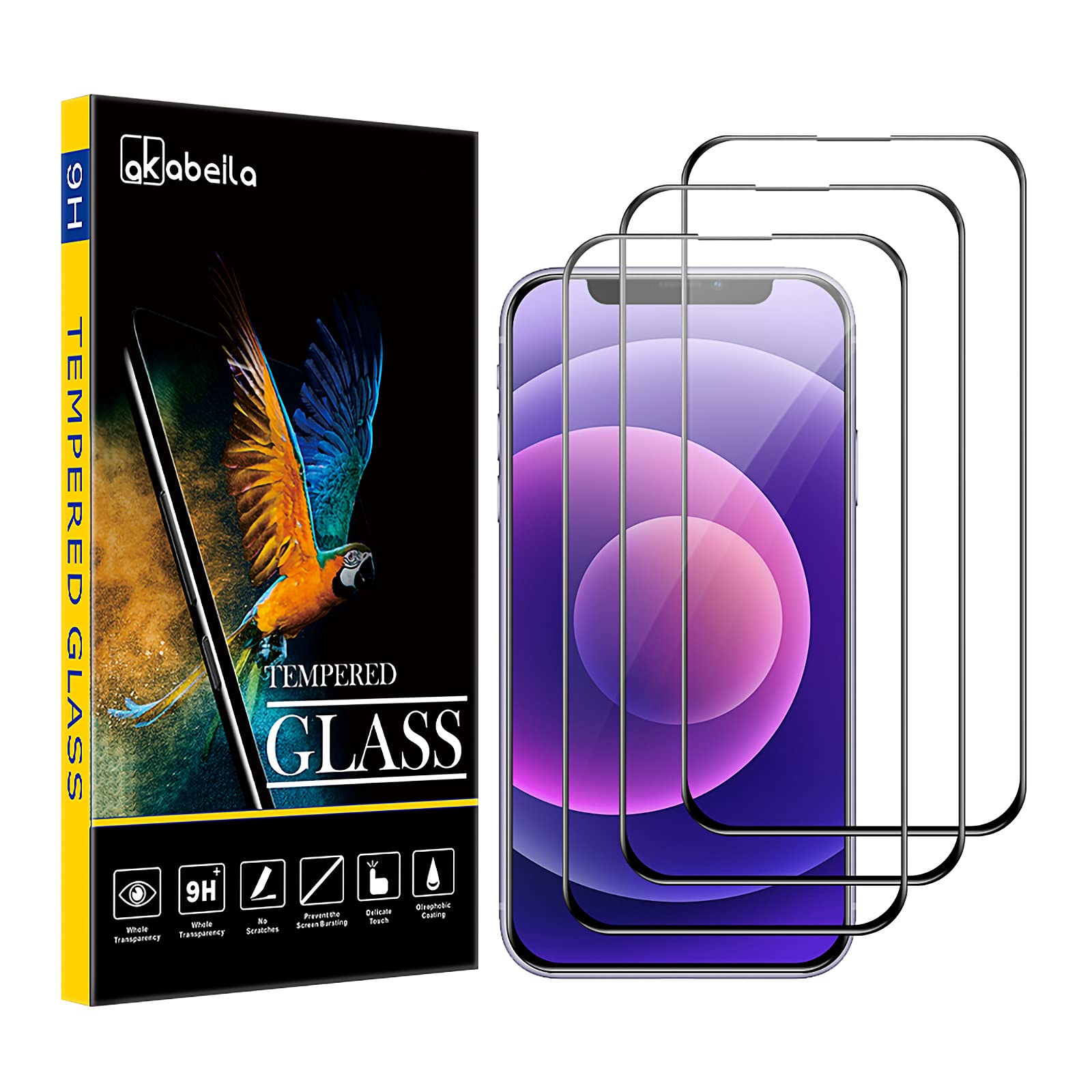 AKABEILA [3 Pack Screen Protector for iPhone 14/13 Pro/13 HD Tempered Glass Film 9H Hardness Case Friendly Easy Installation Anti Scratch Bubble Free 6.1 Inch
