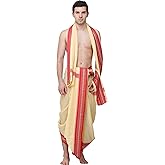 Dhoti and Veshti Set with Temple Border - Viscose