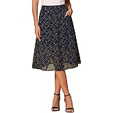 Allegra K Women's Floral Skirt A-Line Midi Skirt Chiffon Elegant 2025 Fall Skirts with Pockets