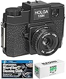 Holga 120N Medium Format Film Camera (Black) with Ilford HP5 120 Film Bundle and Microfiber Cloth