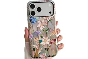 TQLGY for iPhone 17 Pro Max Case, Cute Floral Aesthetics Vintage Phone Case Shockproof Slim Soft TPU and Hard PC Protective C