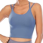 Vorcy Womens Padded Sports Bra Fitness Workout Running Camisole Crop Top with Built in Bra