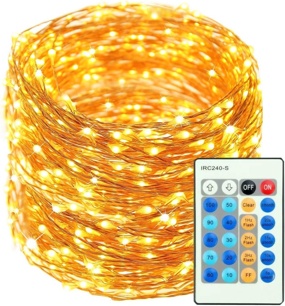 LED String Lights - Extra Long 165ft/50M 500 LEDs Copper Wire Lights Dimmable Remote Control - Waterproof Twinkle Fairy Lights for Outdoor/Indoor Decorative,Garden,Party,Festival,Wedding (Warm White)
