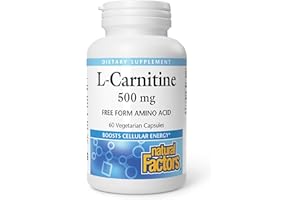 Natural Factors L-Carnitine 500 mg, 60 Vegetarian Capsules, Free Form Amino Acid, Aids in Muscle Recovery, Proudly Canadian
