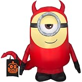 Gemmy Minion Stuart Halloween Inflatable, 3.5 Ft Tall Lighted Devil Yard Decoration, Outdoor Decor with Stakes and Tethers