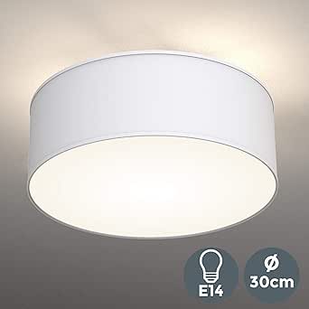 Lámpara de techo moderna con pantalla textil Ø 30cm, Lampara LED con 2
