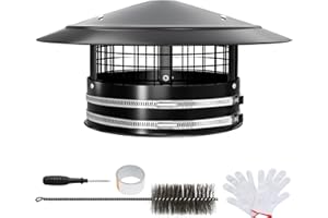 XSKLBZA 8" Round Chimney Cap, Cone Roof Chimney Cap with Screen, Adjustable Reinforced Stainless Steel Chimney Roof Cap for 8 Inch Stove Pipe, Easy Installation, Airflow Better Vent