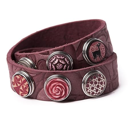 Noosa Armband Wrap Bracelet Double Skinny embossed wine red