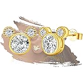 Mouse Earrings Sterling Silver Cute Animal Stud Earrings for Women Hypoallergenic Cubic Zirconia Lovely Earring for Sister