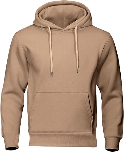 Mens Hoodies Lightweight Fashion Fleece Lined Hooded Sweatshirt Long Sleeve Gym Casual Pullover with Kangaroo Pocket