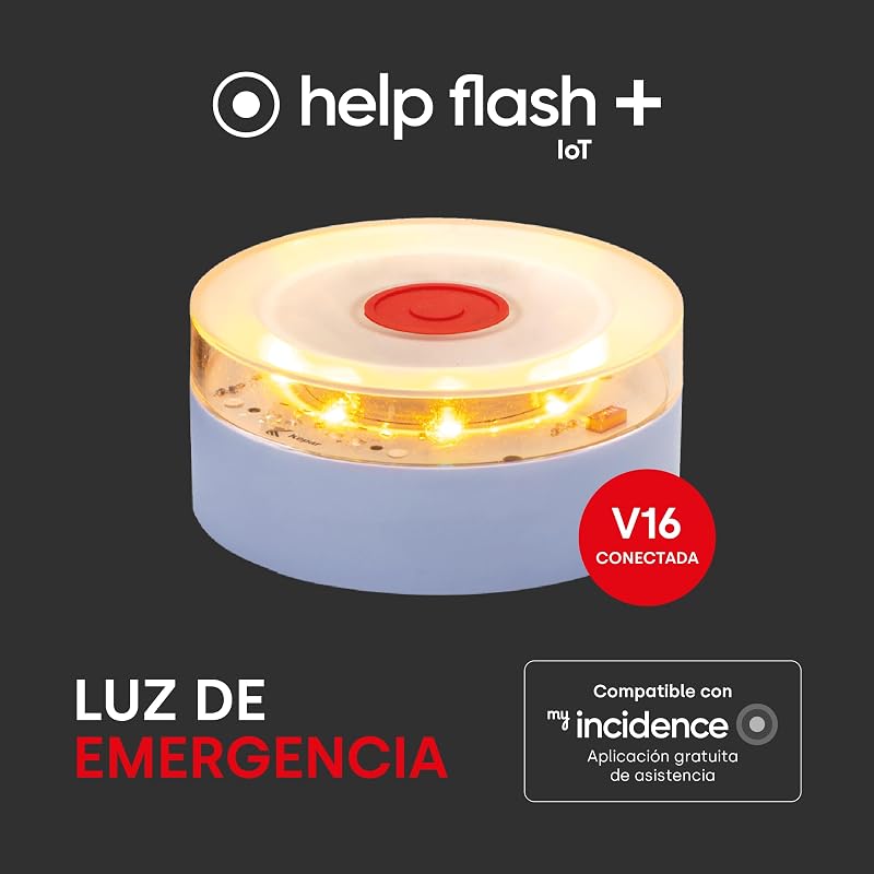 +, Luz de Emergencia V16 con Geolocalización y más de 290 candelas de potencia, Exigible a partir de 2026, Conectada con DGT 3.0, Señal V-16 para Coches, plan de datos incluido