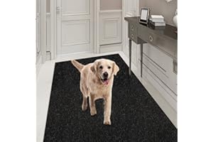 A AYOHA HOME&GARDEN Runner Rug 2FT x 6FT, AYOHA 2'-82' Utility Carpet Runner for Entryway Hallway Aisles Balcony Garages, Area Rugs with Non-Slip Rubber Backing, Black (Available Custom Sizes)