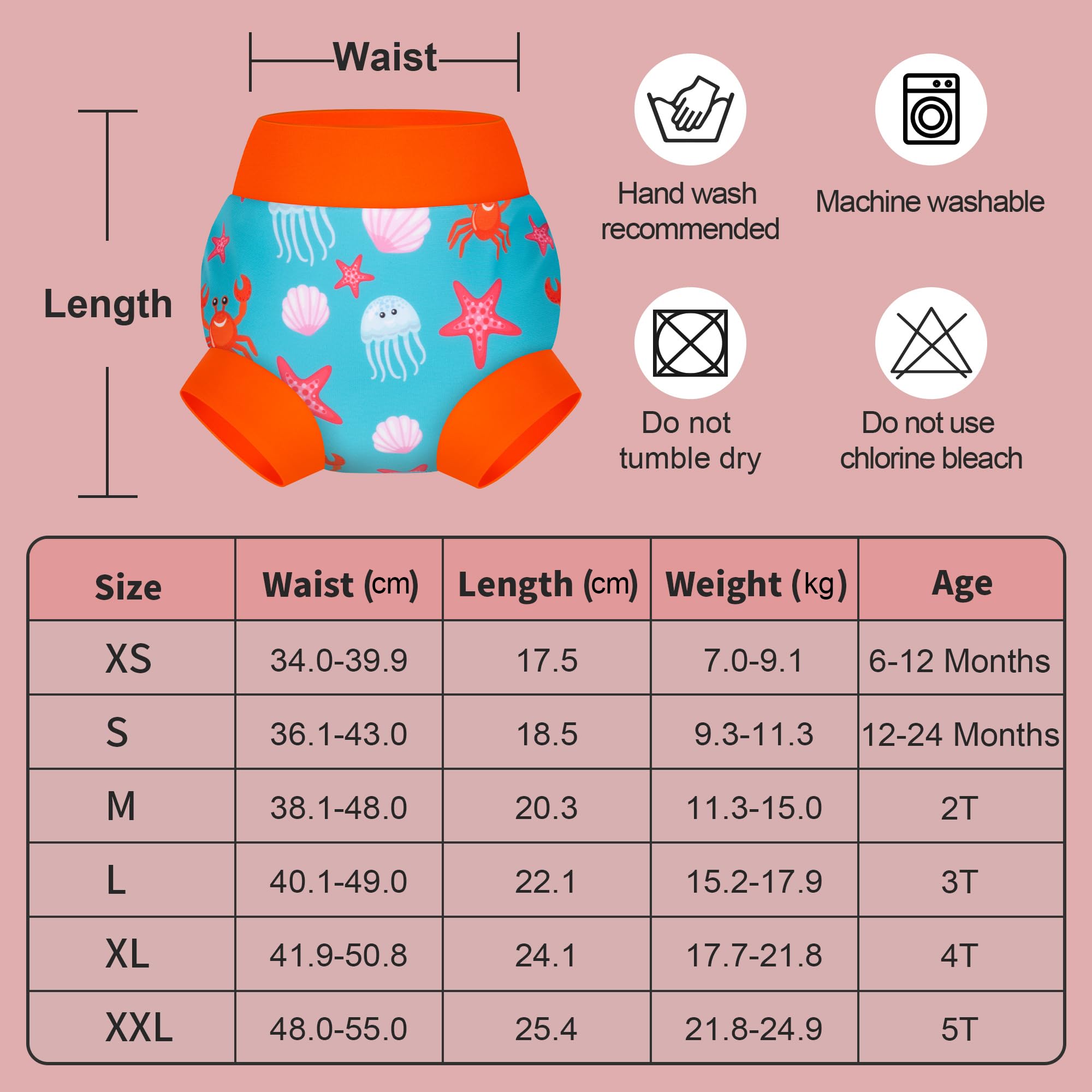 BIG ELEPHANT Baby Schwimmwindeln 3er Pack – Wiederverwendbare, Verstellbare & Waschbare Badehose für Babys & Kleinkinder 2