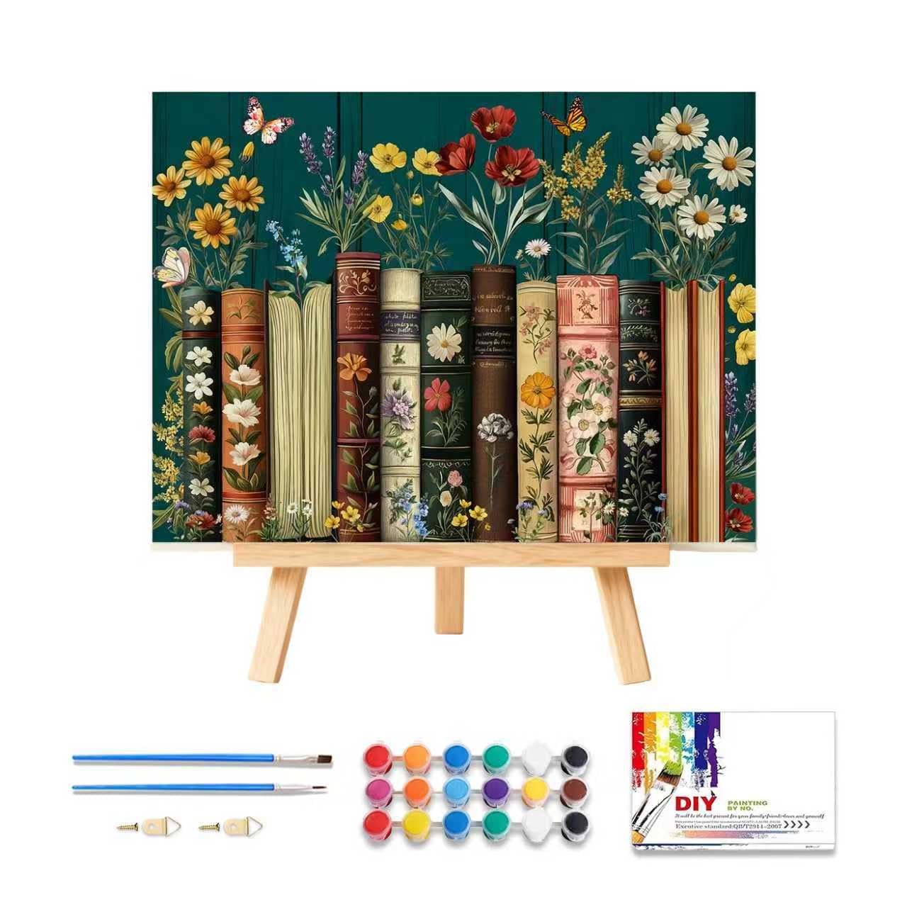 PHANTASYART Flower Books Paint by Numbers for Adults-Books Painting by Numbers for Adults with Frame and Easel,Adult Paint by Numbers Canvas Kits for Gifts and Home Wall Decor 8x12in — image 1