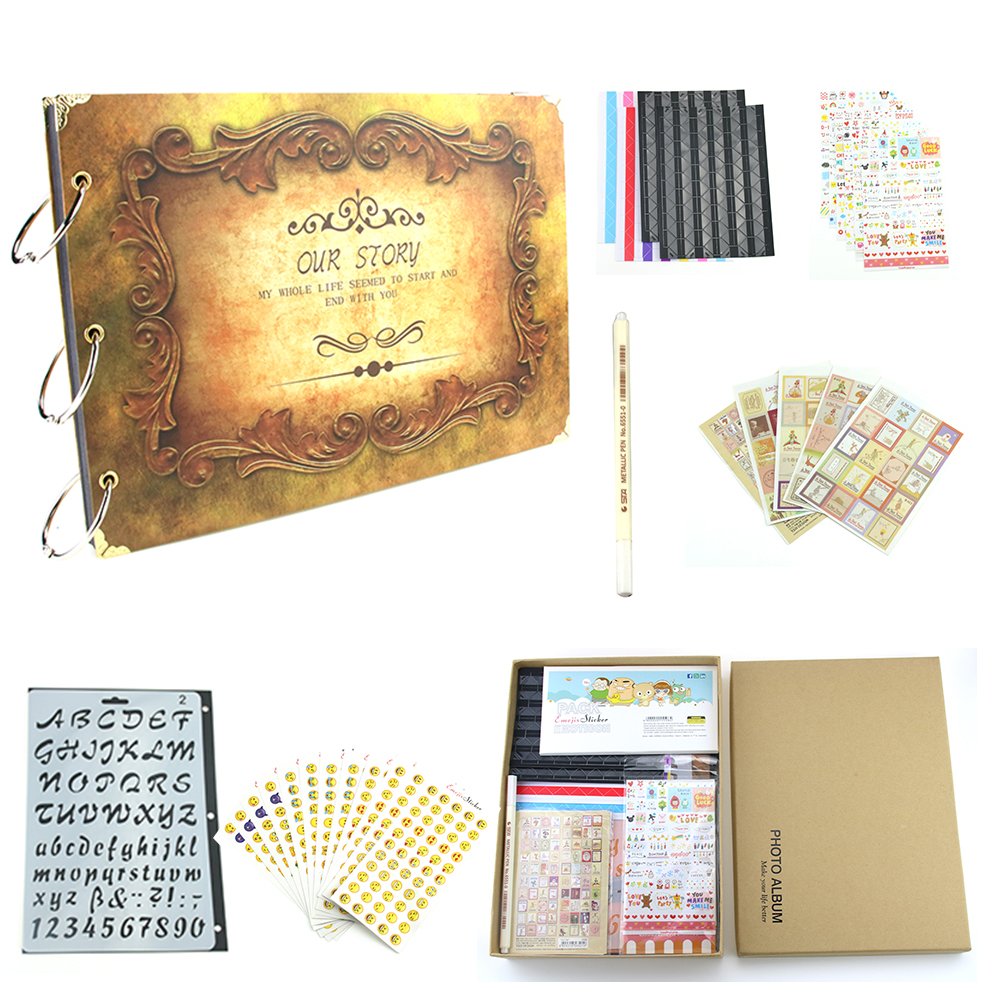 XIUJUAN Album de Fotos para Pegar con Caja Regalo DIY Álbum Scrapbooking