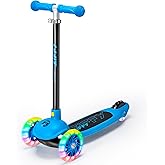 ZIFFY Multicolor 3 Wheel Scooter for Kids 3-5, Toddler Kick Scooters with LED Light-Up Wheels for Boys and Girls, 5 Adjustable Height and Lean-to-Steer Design, Support up to 110 lbs by JOVA