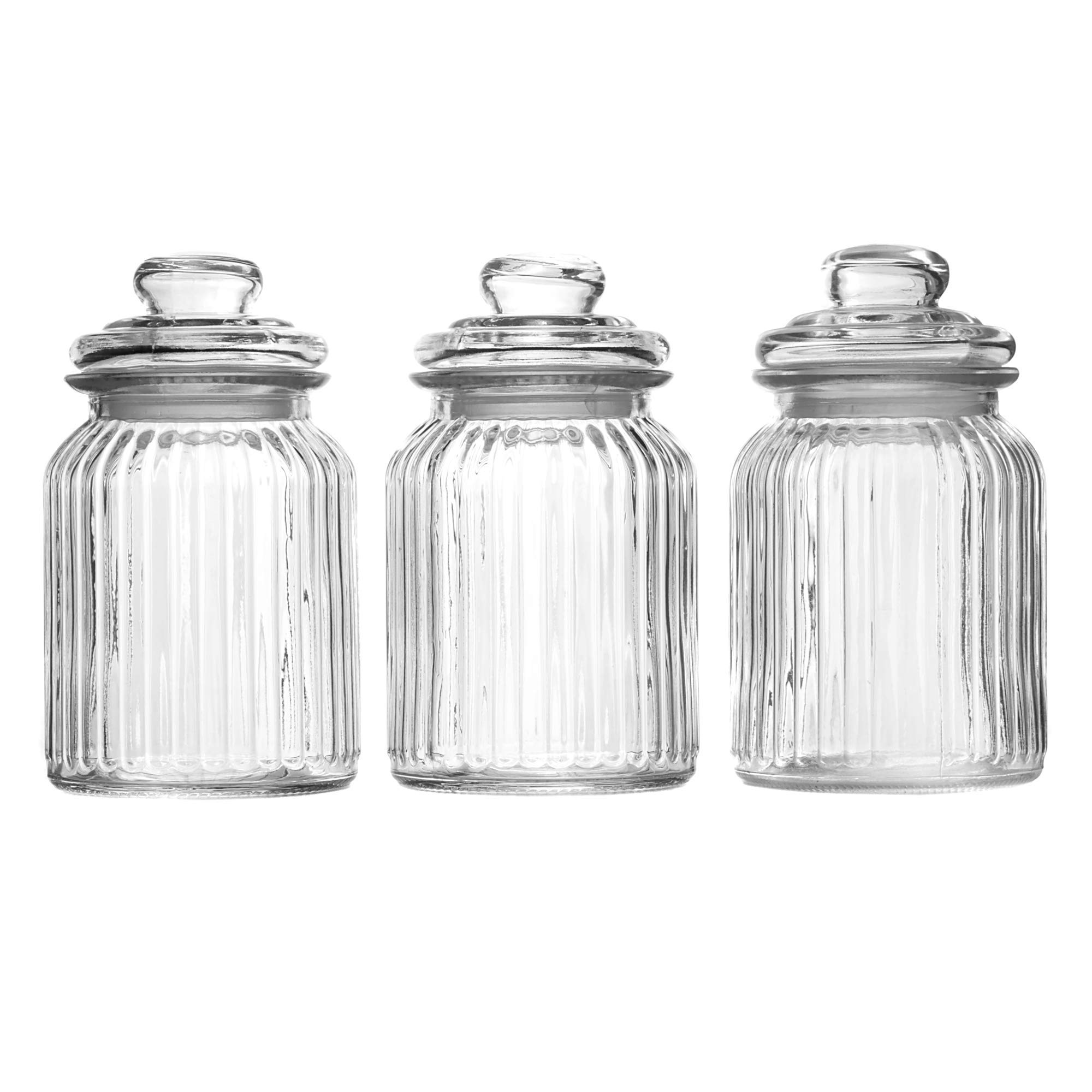 Maison & White Vintage Airtight Glass Jars - Set of 3 | Traditional Sweet Jar Storage Containers | Preserving Kitchen Jars | Ideal for Tea, Coffee & Sweets | M&W (990ml)