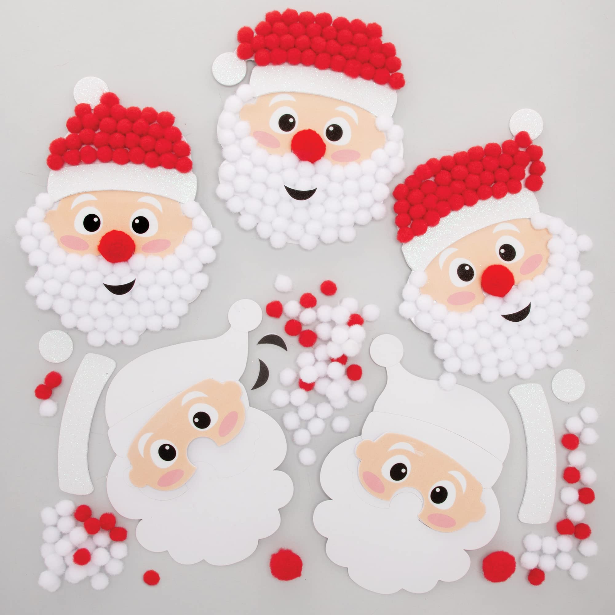 Baker Ross FE891 Santa Art Kits-Pack of 5, Design Your Own Christmas Pom Children to Make, Decorate and Display, Creative Activities for Kids, Assorted — image 1