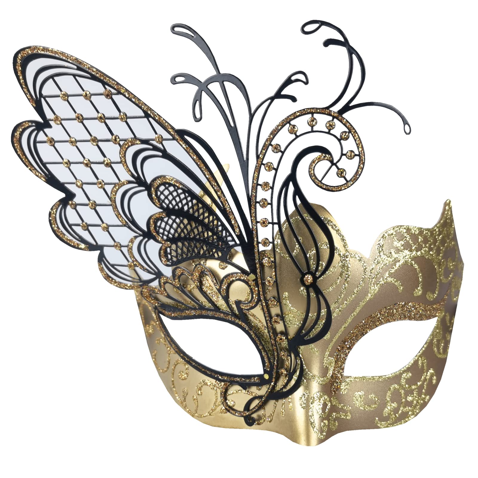 Ubauta Gold Butterfly Rhinestone Metal Venetian Women Mask for Masquerade/Mardi Gras Party/Sexy Costume Ball/Wedding