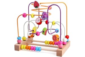 Lewo Bead Maze Wooden Baby Toddler Toys Roller Coaster Abacus Preschool Educational Toys Birthday Gifts for Toddlers Kids Boys Girls