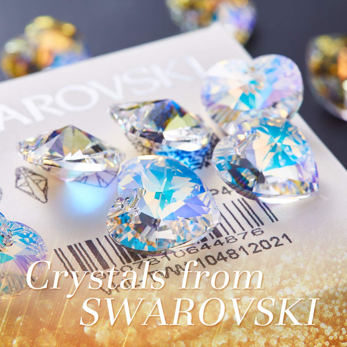 CDE Jewery for Women Swarosvki Pendant Necklaces Set with Silver Angel Wing Crystal Stud Earrings Birthsone Birthday Gifts for Women Girls