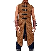 Runcati Men's Padded Gambeson Vest Sleeveless Aketon Armor Medieval Knight Surcoat Halloween LARP Costume Dress