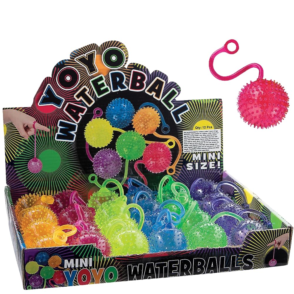 Fun Express Mini Neon Water YoYo Balls (Bulk Set of 24) - Novelty Party Toys and Favors