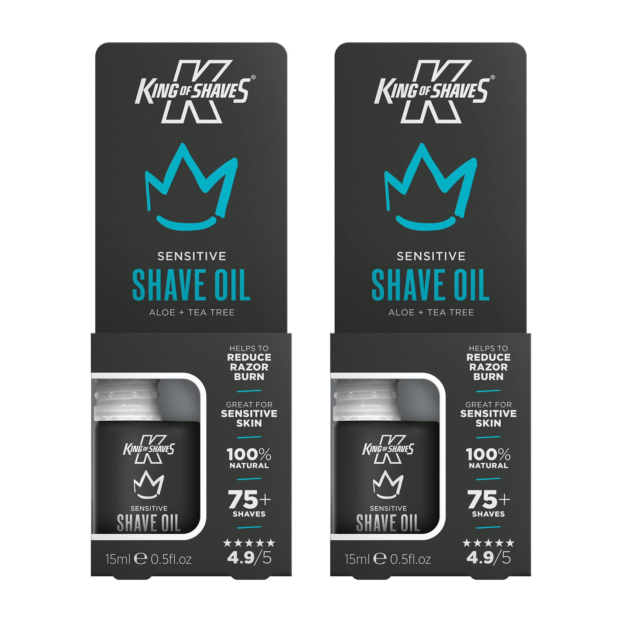 King Of Shaves Sensitive Shaving Oil For Men, For A Close and Comfortable Shave, Suitable for All Skin Types, Shave Oil For Men 2x15ml