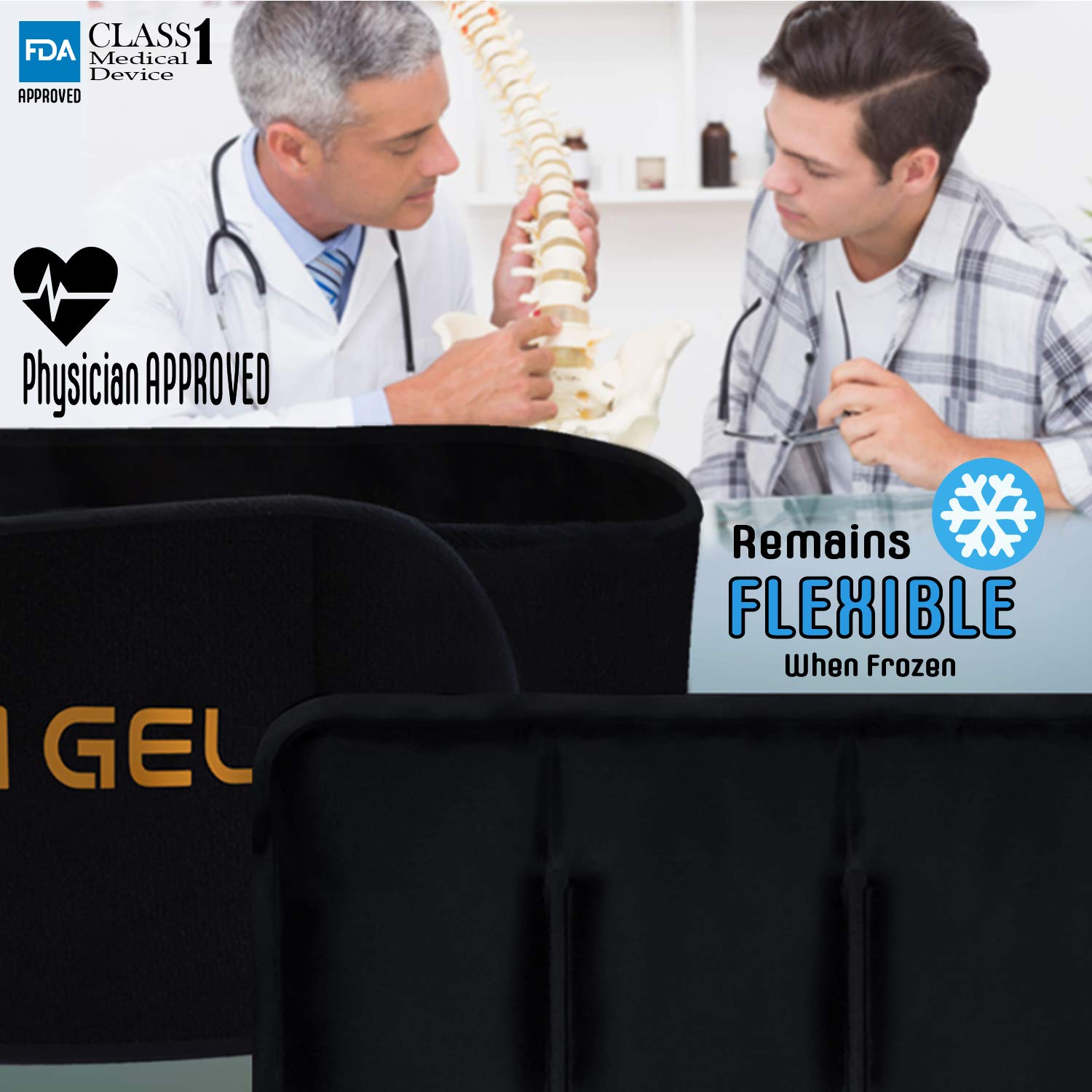 Back Pain Cold Reusable Ice Pack Belt Therapy for Lower Lumbar, Sciatic