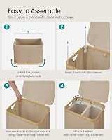 SONGMICS 130 L Laundry Basket with Lid 2-Section 52x38.5x70.5 cm Camel view 8
