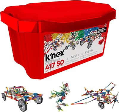 Basic Fun K'NEX Creation Zone Building Set 417 Pieces Storage Tub 50 Models