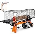 SuperHandy Log Splitter Electric Portable 6 Ton Ram System 1-3/4eHP 15Amp 1500Watt Motor Horizontal Full Beam with Steel Wedge for Fire Wood Splitting Forestry