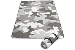 Nttopship Camo Printing Picnic Blankets Picnic MatWaterproof Foldable 78x78 Inches,Grey Camo Picnic Outdoor Mat fit Teens Adults for Camping,Sand,Park,Travel,Grass,Playground...