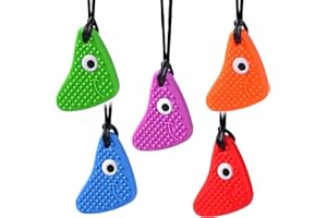 Chew Necklaces for Sensory Kids, Seeway Chewy Necklace Sensory Motor Aids, 5 Pack Silicone Sensory Chew Toys, Different Textures Chewelry, Improve Concentration, Strengthen Oral and Facial Muscles