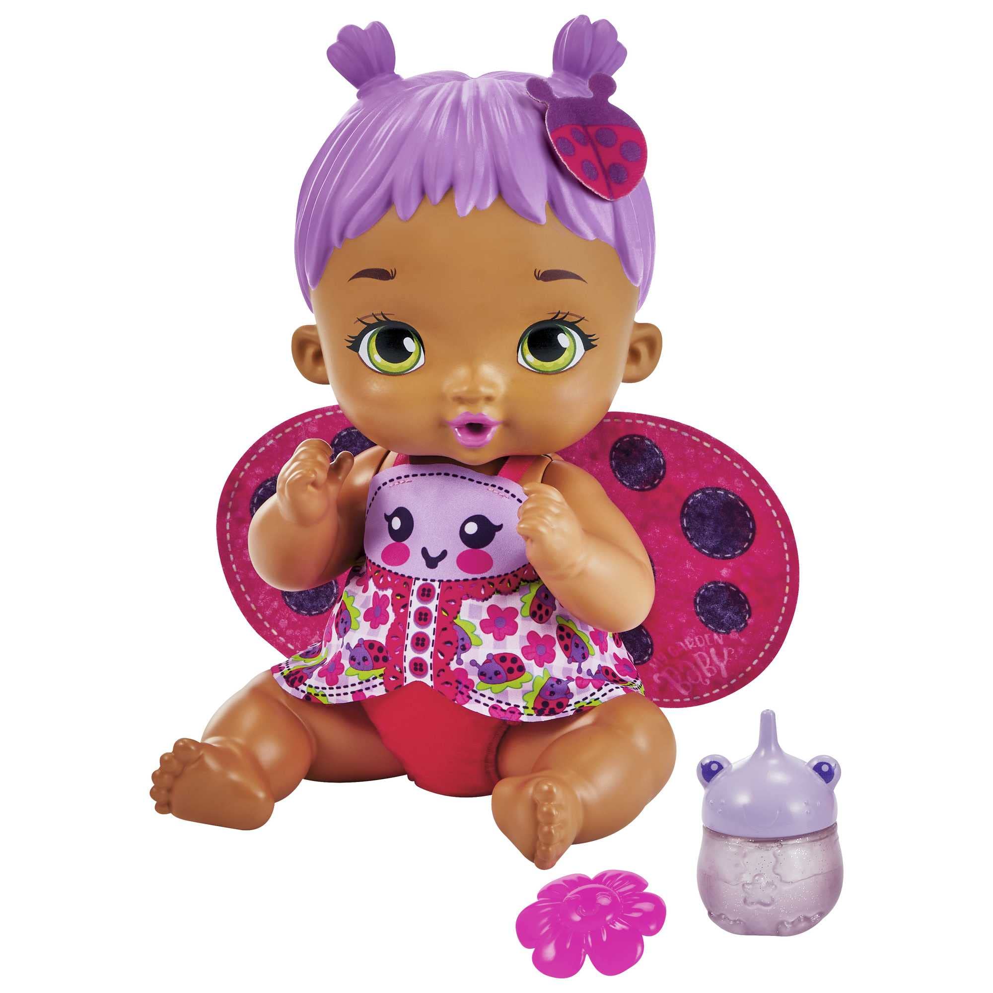 My Garden Baby | Feed and Change Ladybug Baby Doll with Accessories like a Reusable Diaper, Bottle, and More | Kid Toys, HMX28