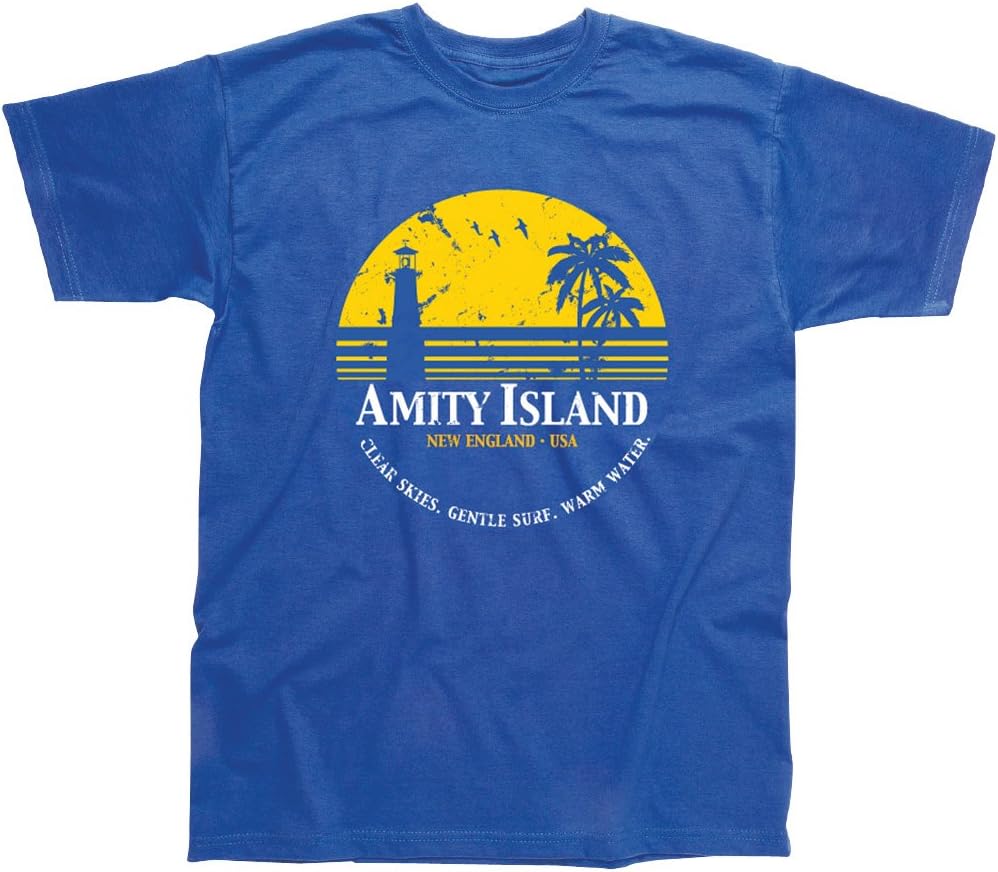 Amity Island Jaws T-Shirt (S) Royal Blue