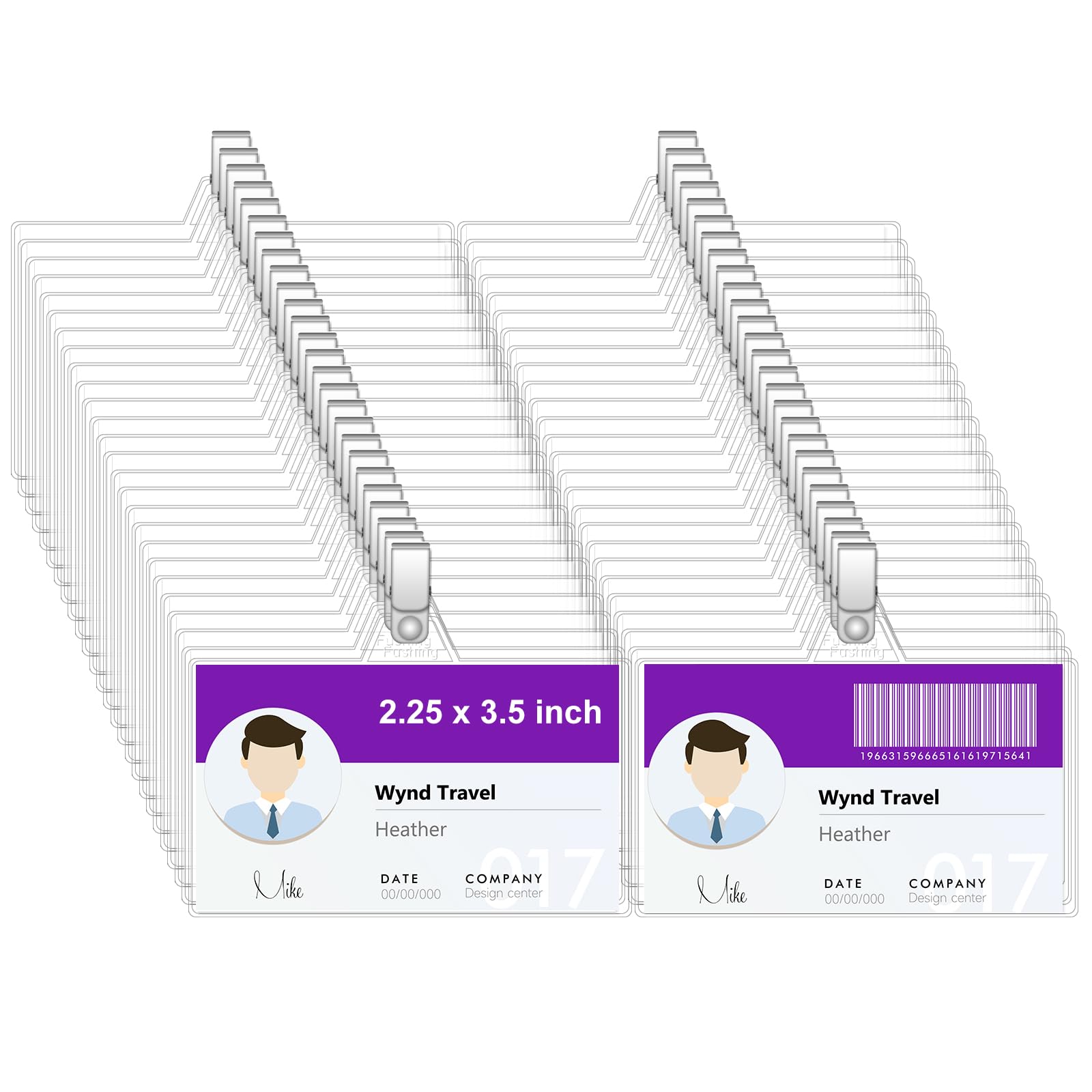 Name Badge Holders with Clip - Fushing 40PCS Clear Plastic ID Badge Holders with Badge Clips for 5.7 x 8.9 CM Name Badge Inserts (40)