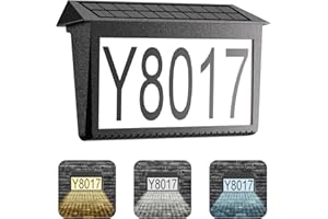 MVIIOE Solar House Numbers for Outside, Lighted Address Signs for Houses Number Plaque Waterproof 3-Color Lighting Modes LED Illuminated for Yard (no sitck)