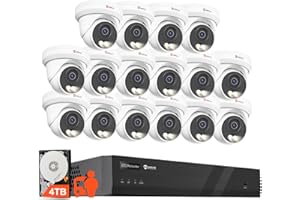 Anpviz 4K 16CH PoE Security Camera System, 16pcs Wired 8MP PoE IP Cameras Outdoor with Person Vehicle Detection, Smart Color Night Vision, 8MP/4K 16 Channel NVR with 4TB HDD for Businesses (U Series)
