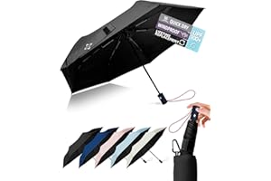 Windproof Travel Umbrella for Rain - 43" Compact Folding Umbrella, Reinforced Strong Frame, Lightweight Portable Parasol with