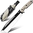 HX OUTDOORS 14 Inch Machete Camping Knife, Premium DC53 Steel Fixed Blade Knife, Kukri Gardening Machete with Kydex Sheath for Yard Work, Cutting Trees, Clearing Brush