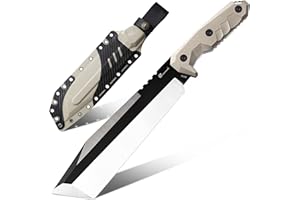 HX OUTDOORS 14 Inch Machete Camping Knife, Premium DC53 Steel Fixed Blade Knife, Kukri Gardening Machete with Kydex Sheath for Yard Work, Cutting Trees, Clearing Brush