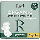 Rael Pads For Women, Organic Cotton Cover Pads - Regular Absorbency, Unscented, Ultra Thin Pads with Wings for Women (Regular