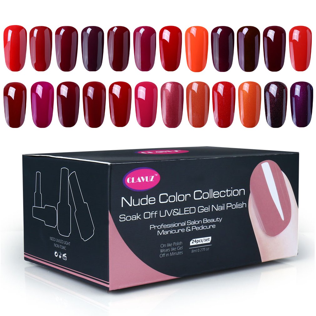 Amazon Com Clavuz Gel Nail Polish Kit 24pcs Pink Purple Colors Amazon Com Clavuz Gel Nail Polish Kit 24pcs Pink Purple Colors