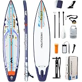 MOUNTOCEAN Premium Extra Wide Inflatable Paddle Board with SUP Accessories | 10'6/12'6 SUP for Adult &amp; Youths, 450lb/650lb Capacity,Anti-Slip Comfort Deck,Leash,Paddle,Pump,Bag and 10L Waterproof Bag
